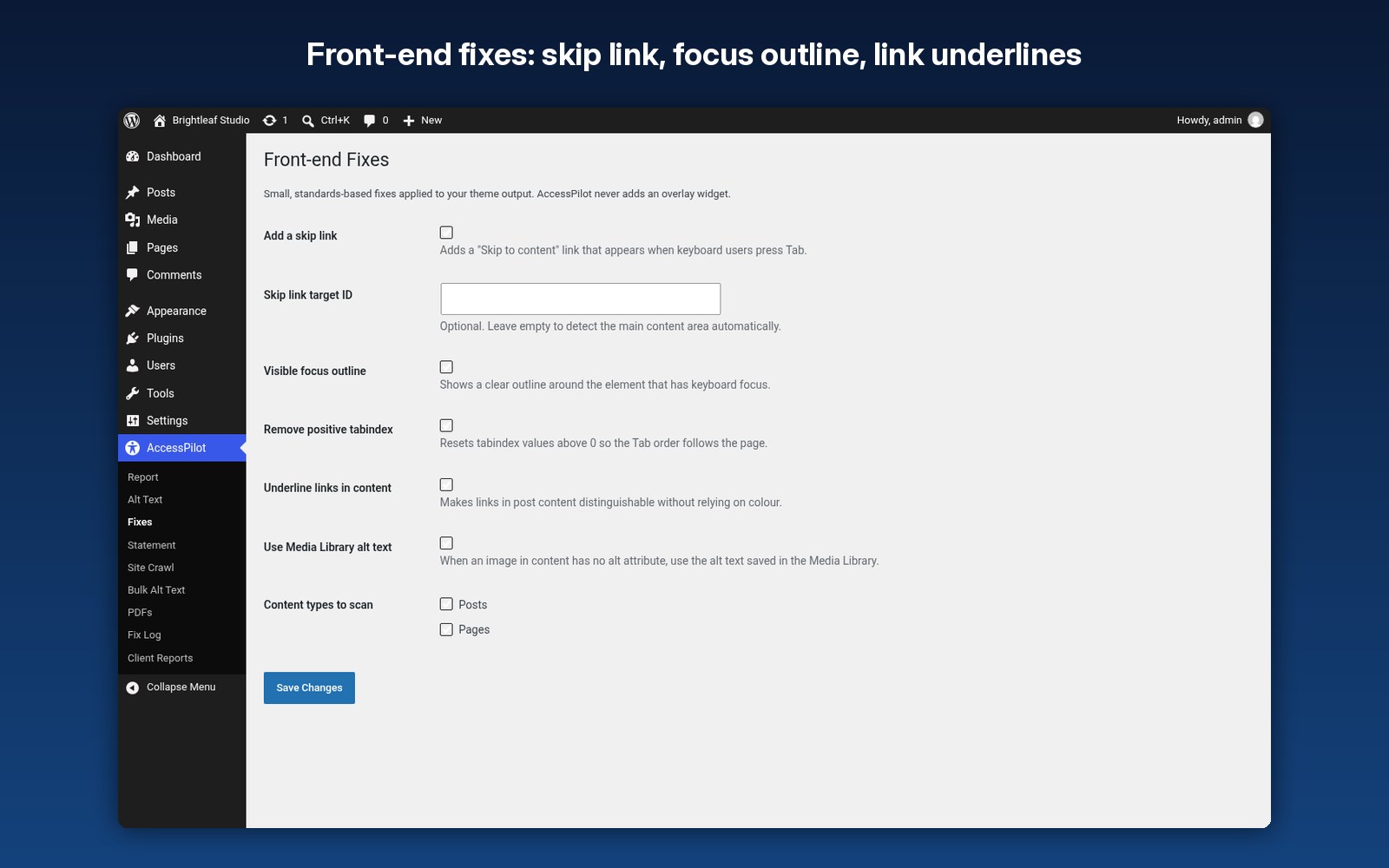 Front-end fixes