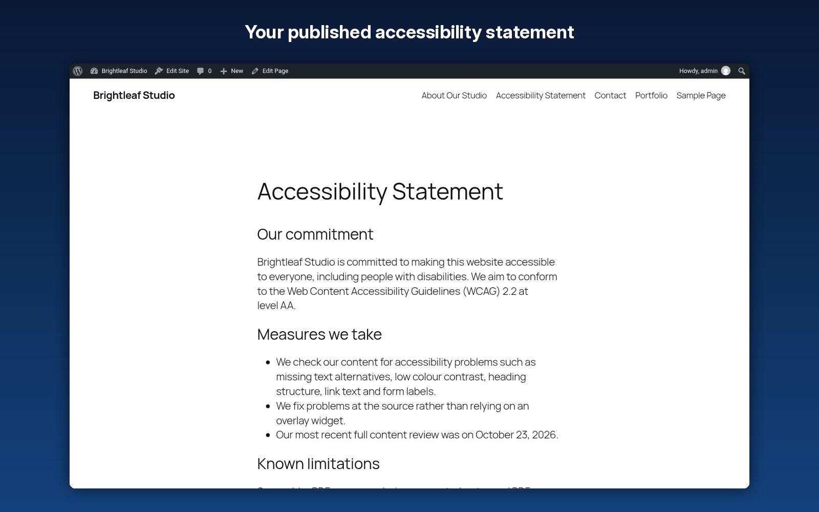 Accessibility statement builder