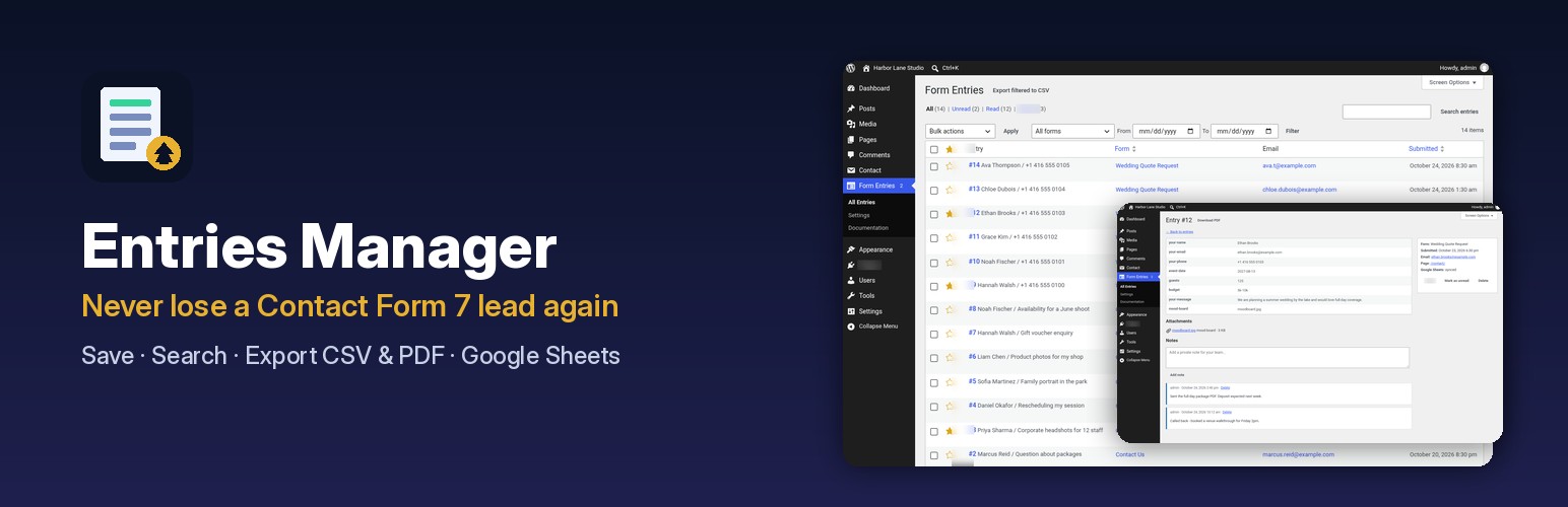 Entries Manager banner