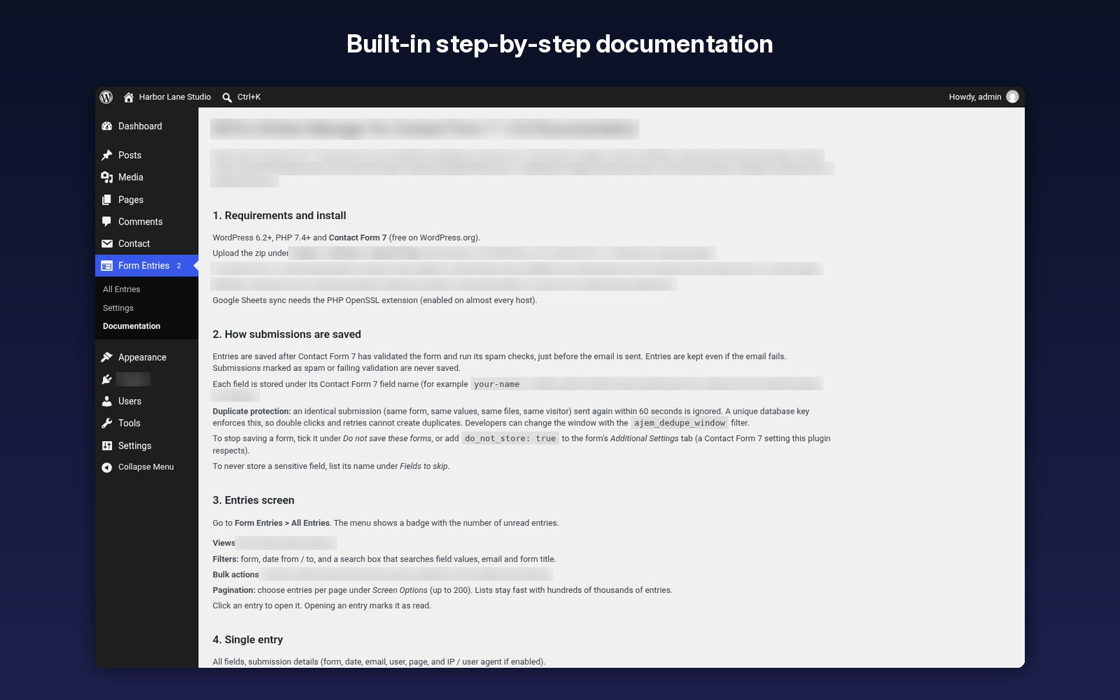 Built-in step-by-step documentation
