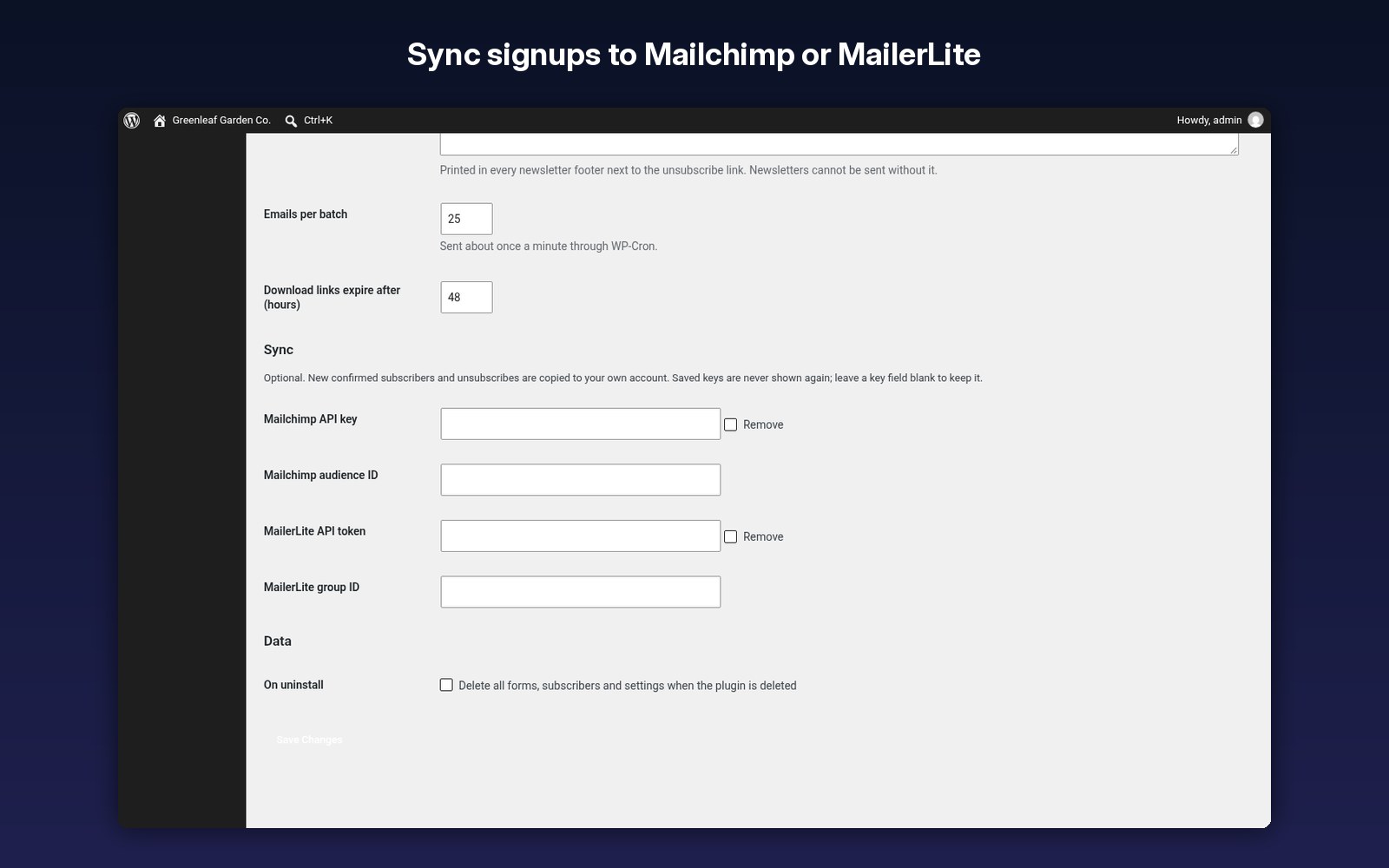 Sync signups to Mailchimp or MailerLite