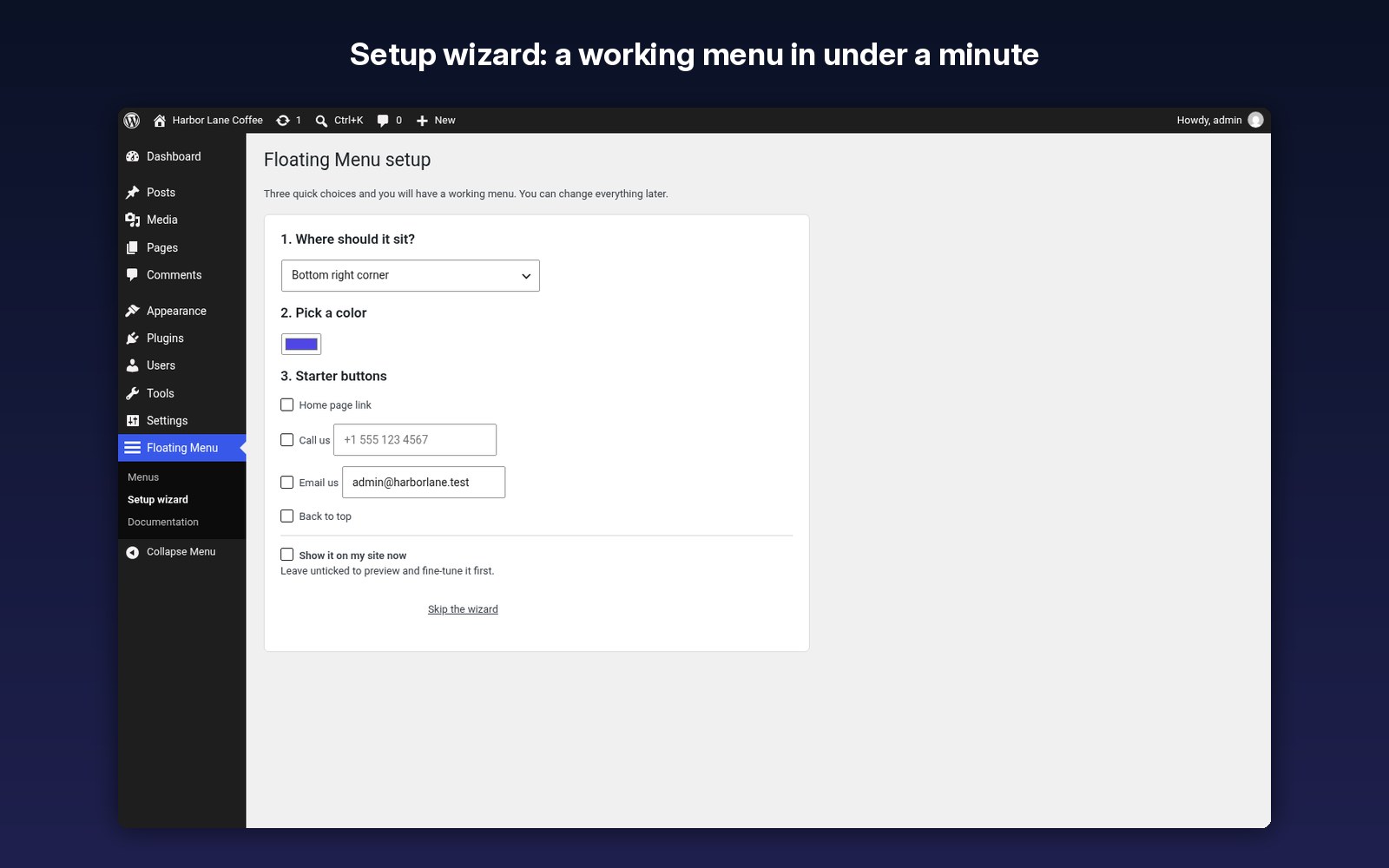 Setup wizard