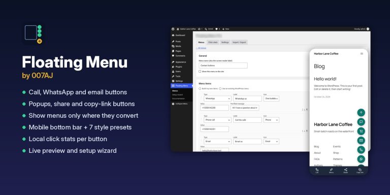 Professional WordPress Plugin to Add Floating Contact Buttons Visitors Click