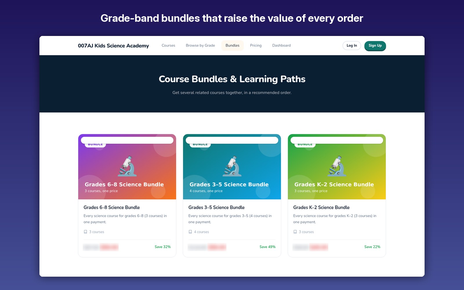 Grade-band bundles that raise the value of every order