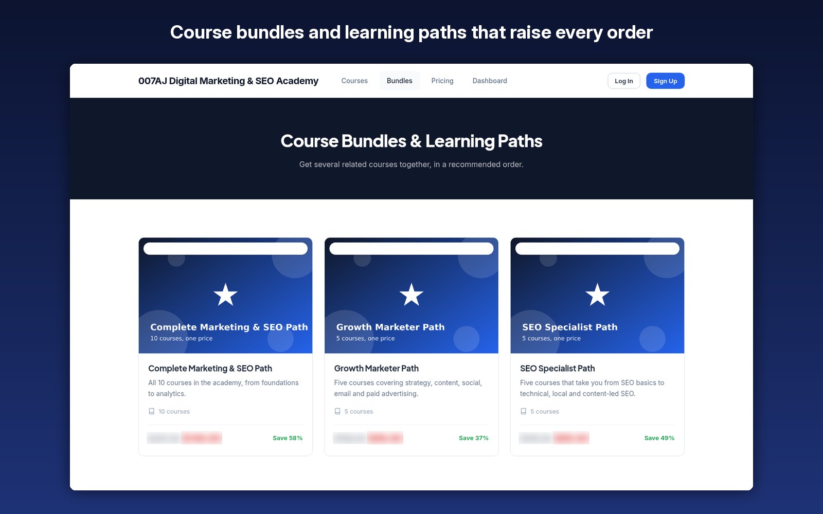 Course bundles and learning paths that raise every order