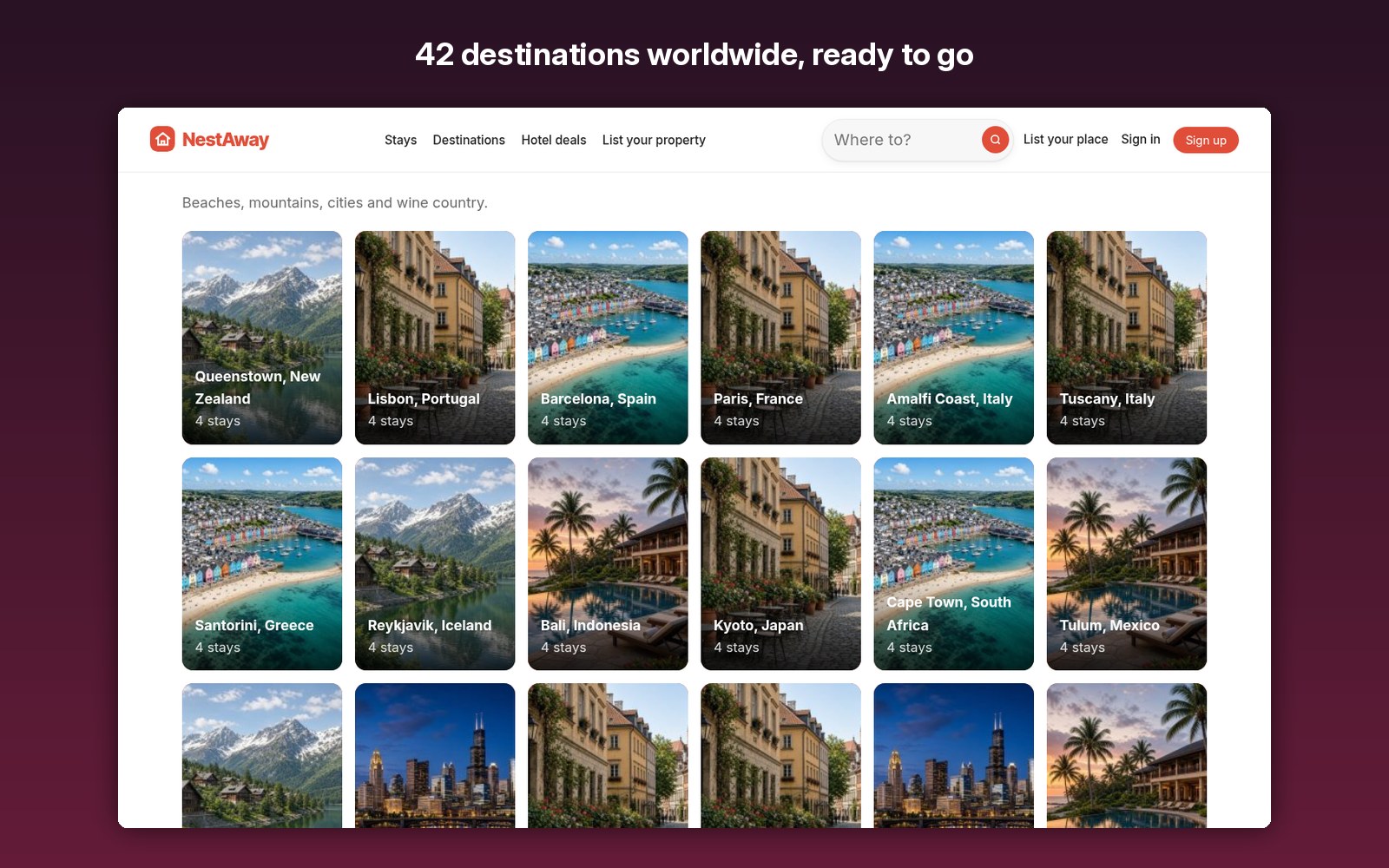 42 destinations worldwide, ready to go