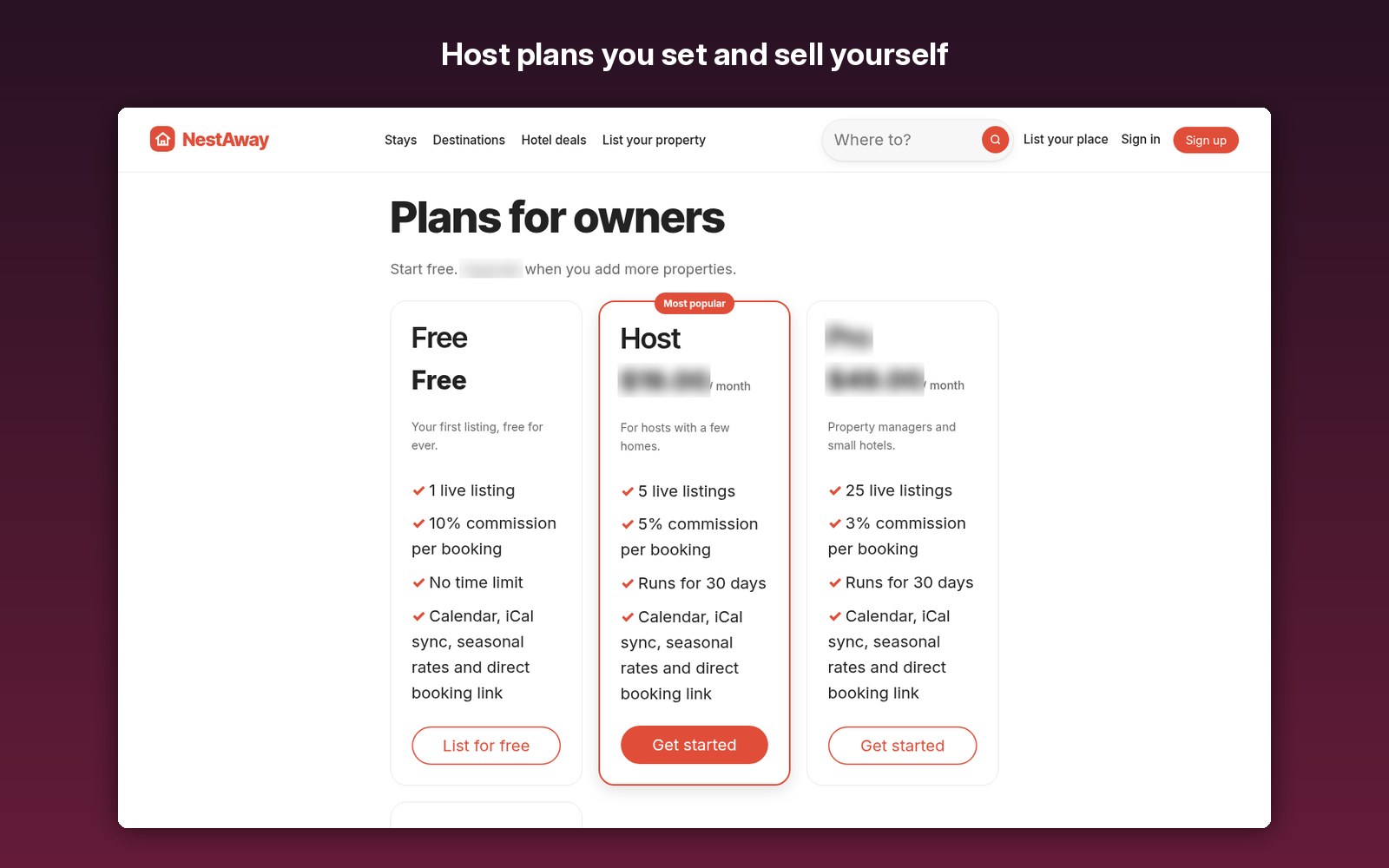 Host plans you set and sell yourself