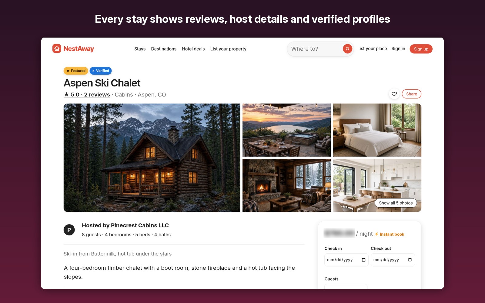 Every stay shows reviews, host details and verified profiles
