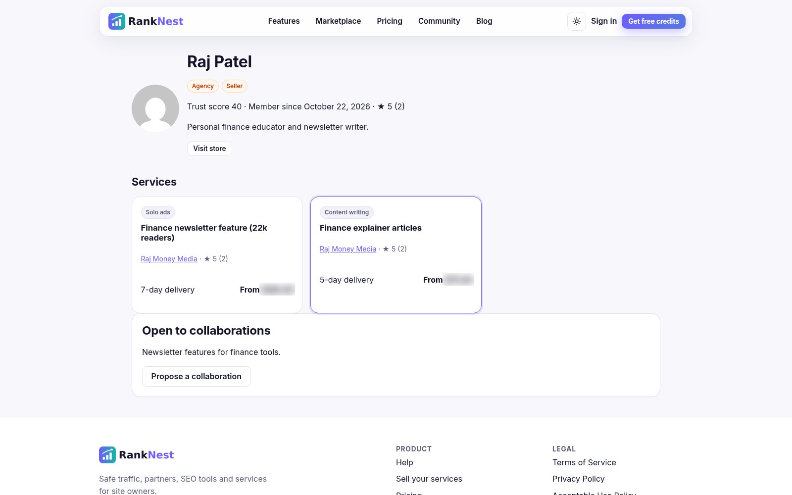 RankNest member profile
