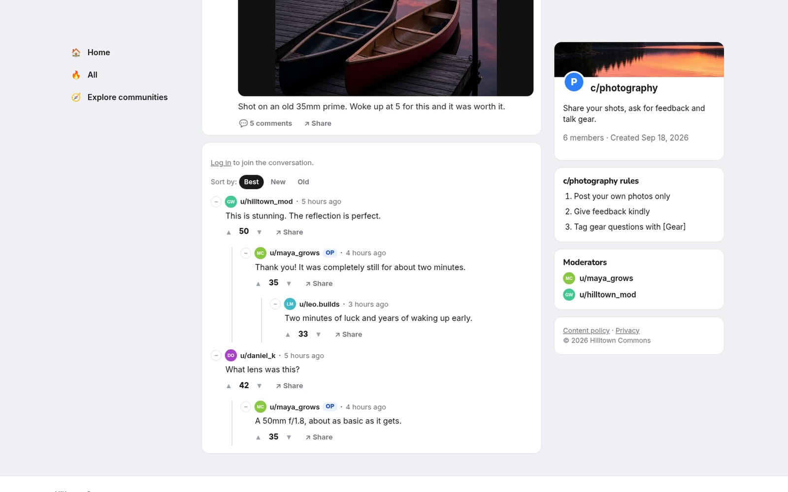 Threaded comments with voting, replies and collapsing
