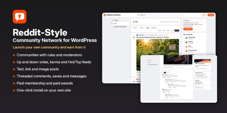 Reddit-Style Community Network for WordPress – Launch Your Own Reddit-Style Community
