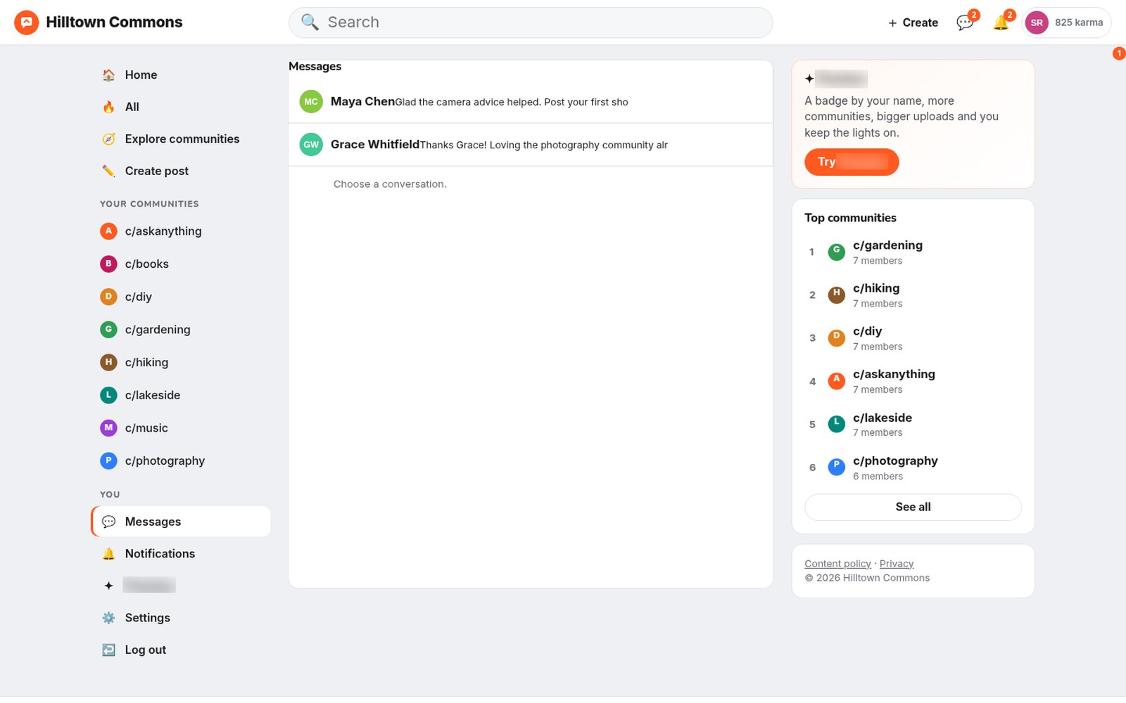 Private messages between members