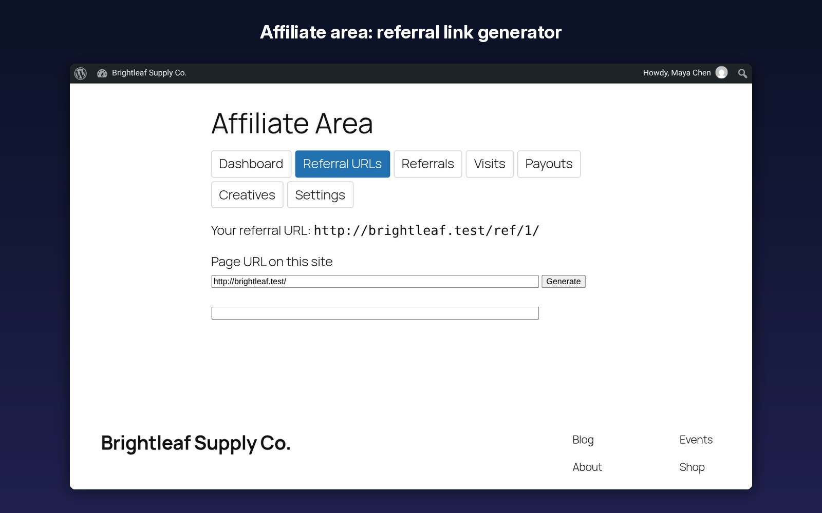 Referral link generator