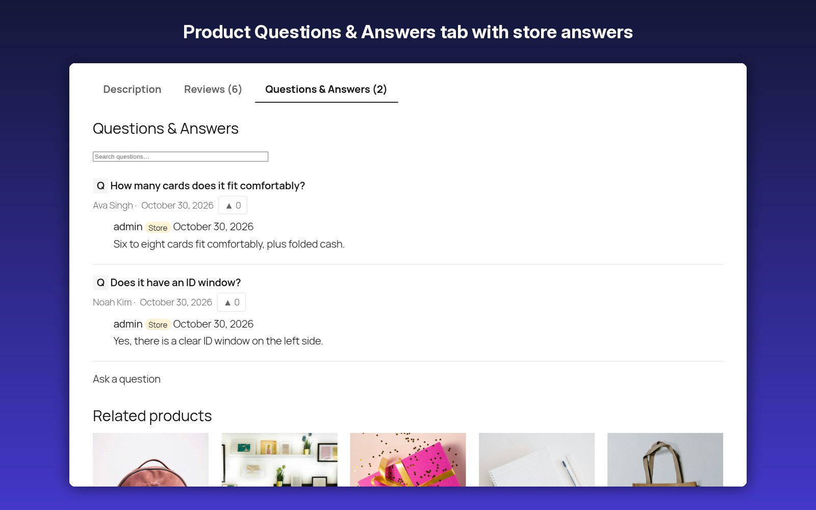 Product Questions & Answers tab with store answers