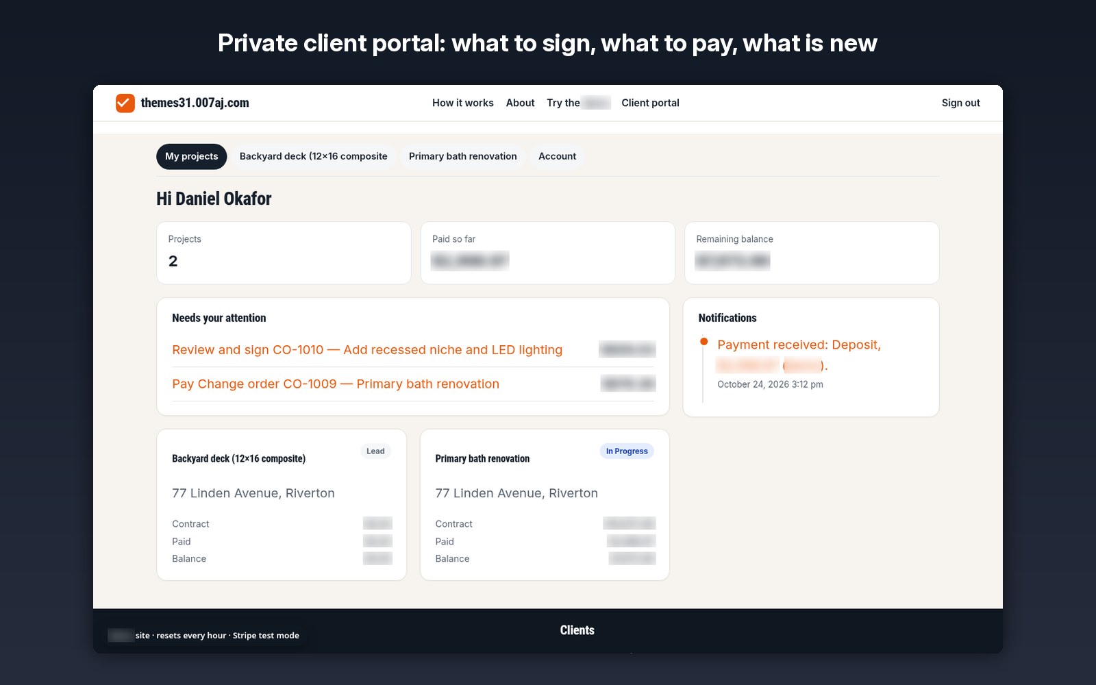 Private client portal: what to sign, what to pay, what is new