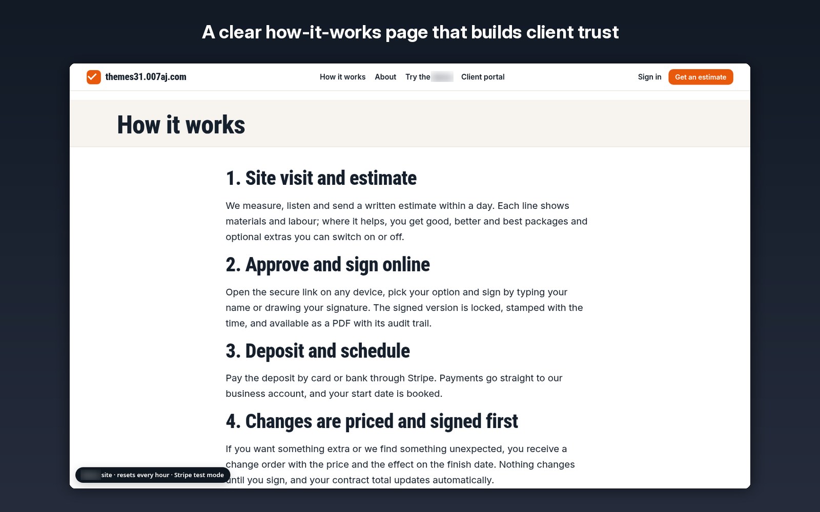 A clear how-it-works page that builds client trust