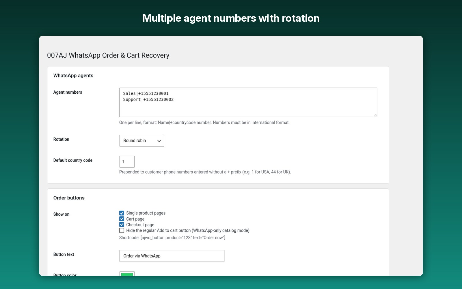 Multiple agent numbers with rotation
