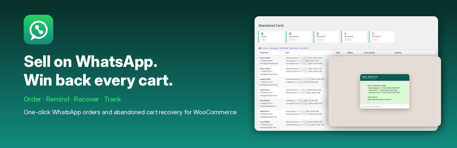 Sell on WhatsApp, win back every cart