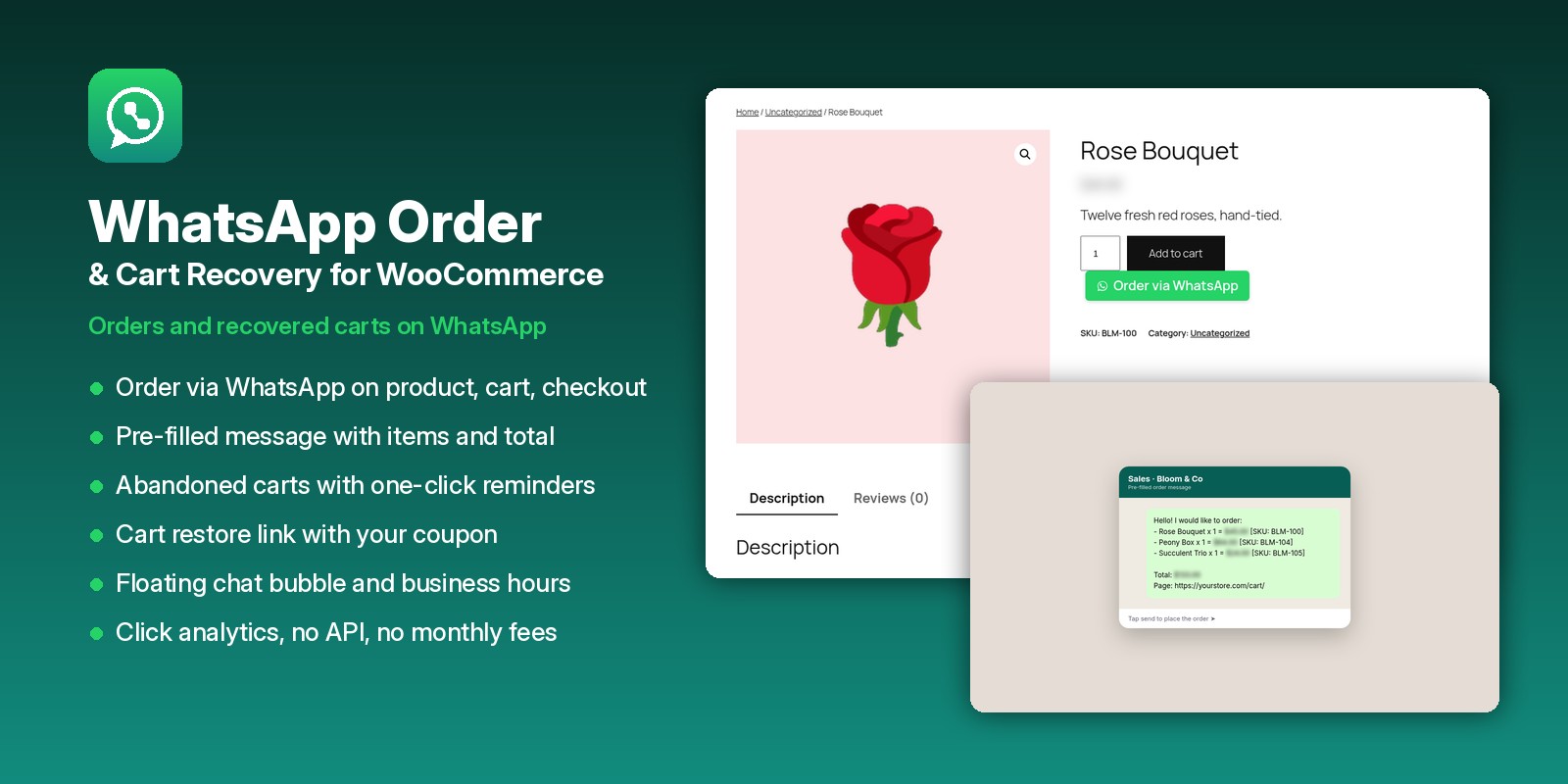 WhatsApp order and cart recovery for WooCommerce