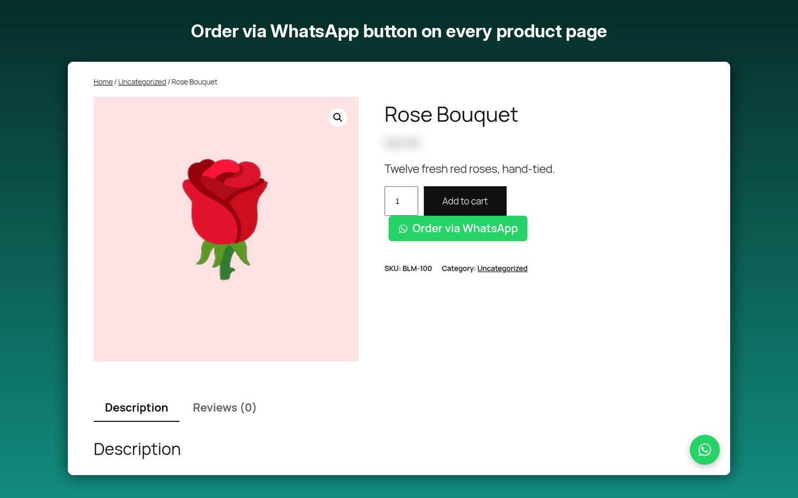Order via WhatsApp button on every product page
