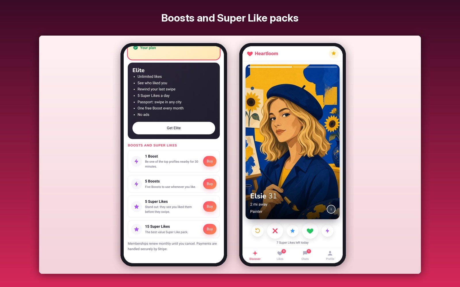 Boosts and Super Like packs