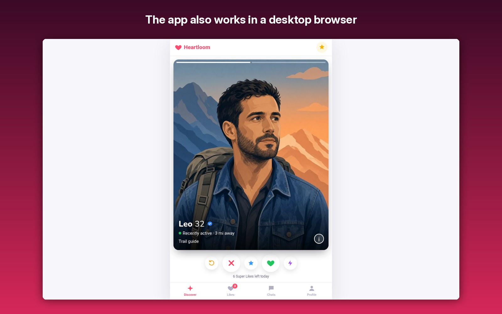 The app also works in a desktop browser