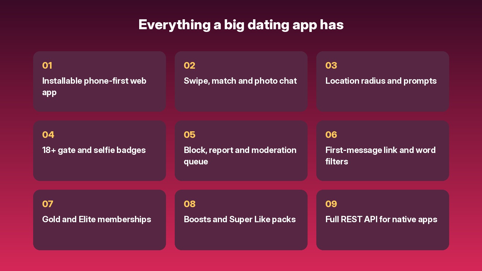Everything a big dating app has