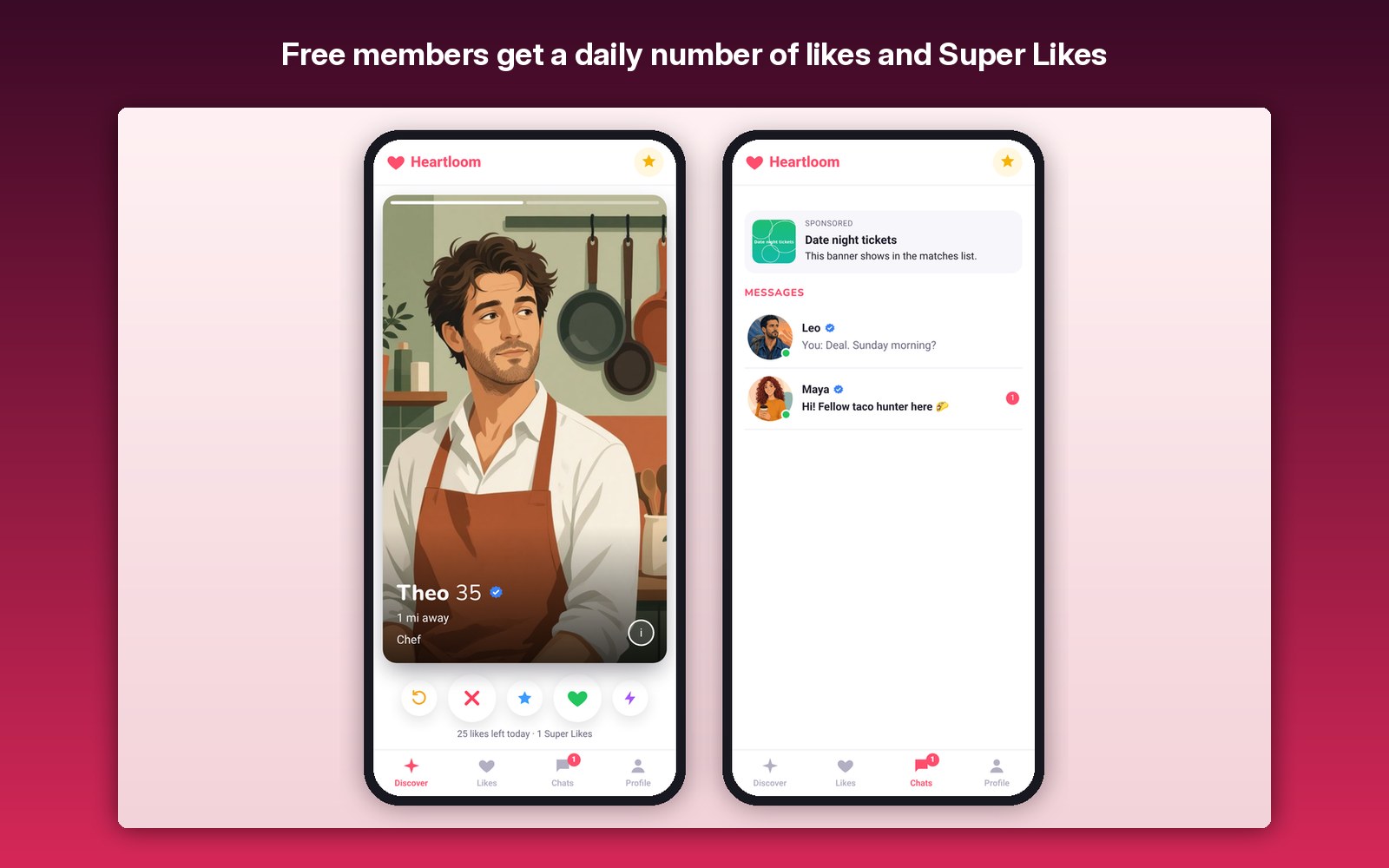 Free members get a daily number of likes and Super Likes