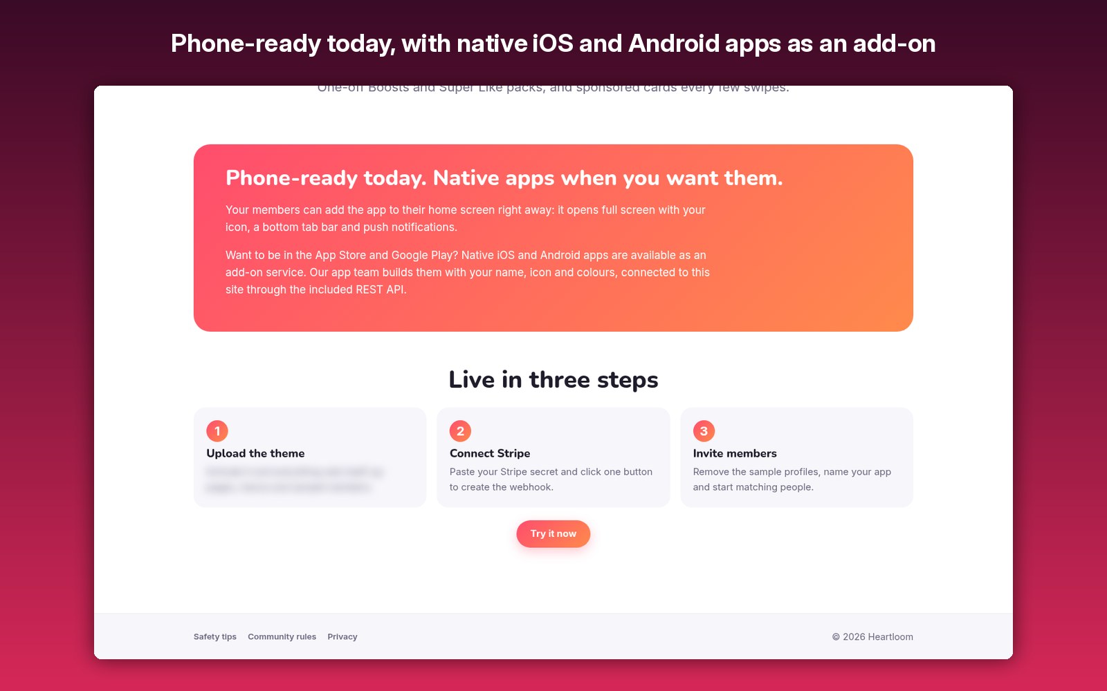 Phone-ready today, with native iOS and Android apps as an add-on