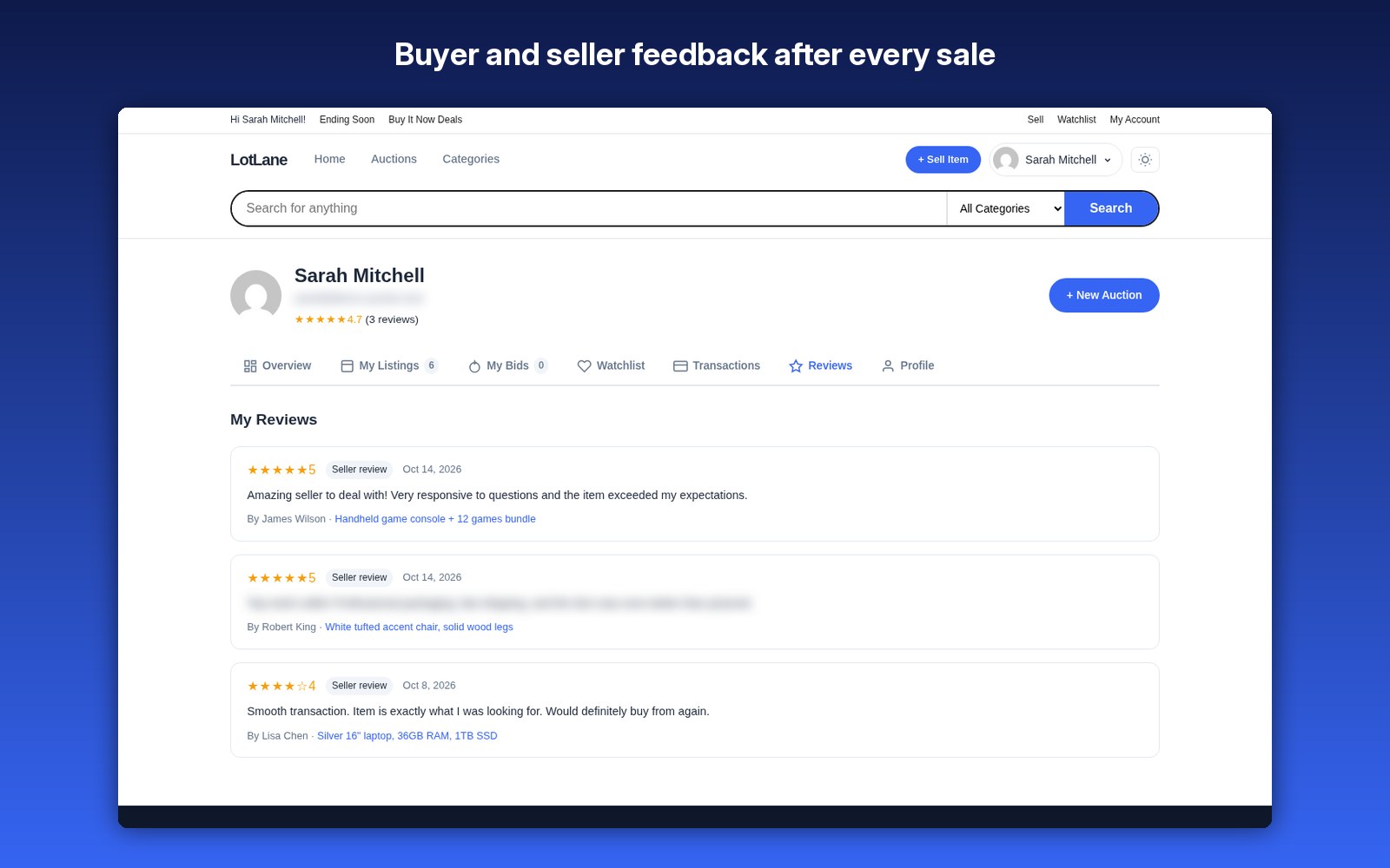 Buyer and seller feedback after every sale