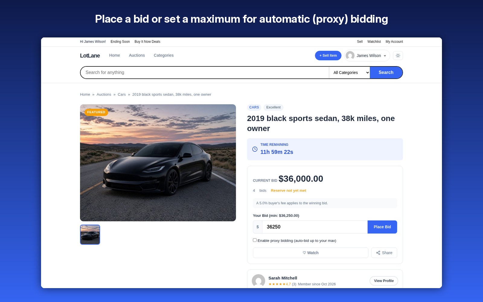 Place a bid or set a maximum for automatic (proxy) bidding