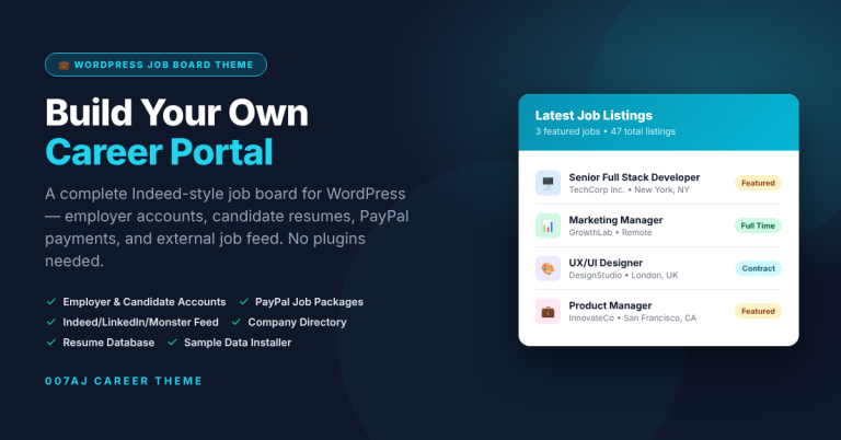 007AJ Career Theme – WordPress Job Board Theme