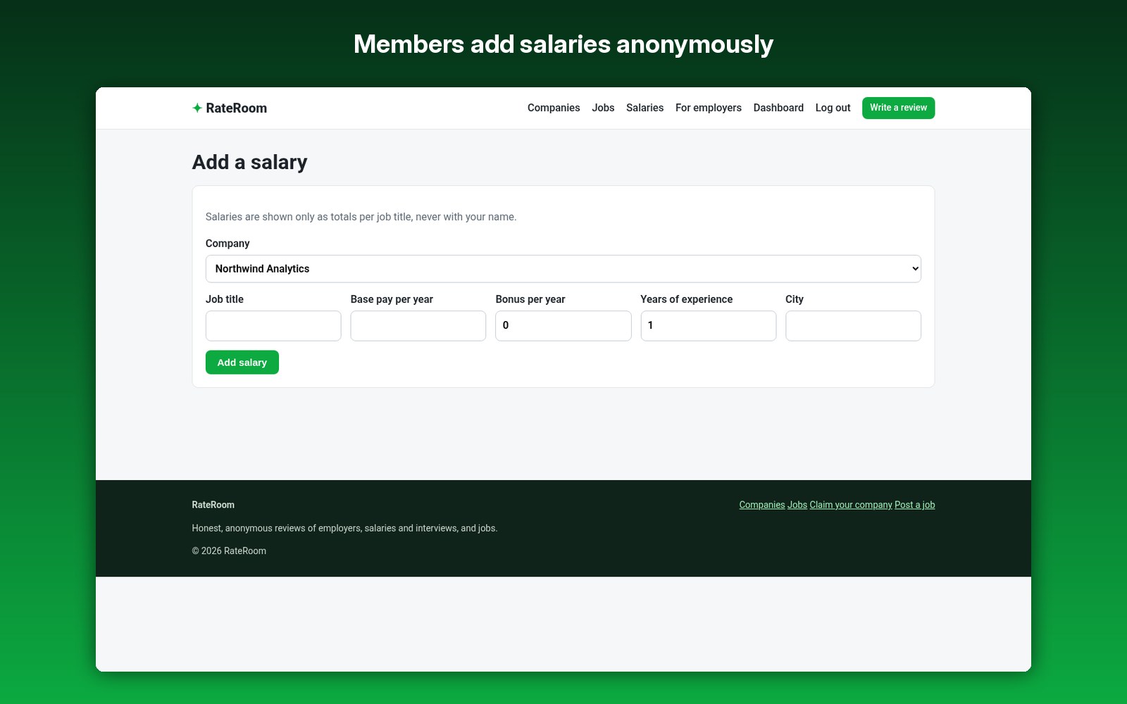 Members add salaries anonymously