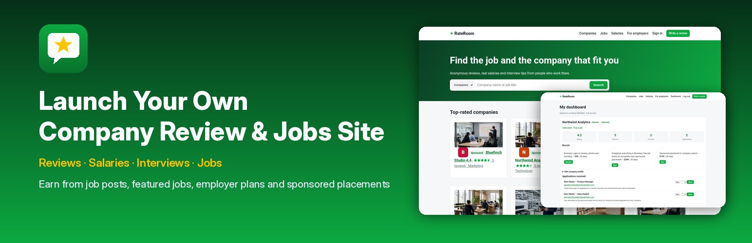 Launch your own company review and jobs site