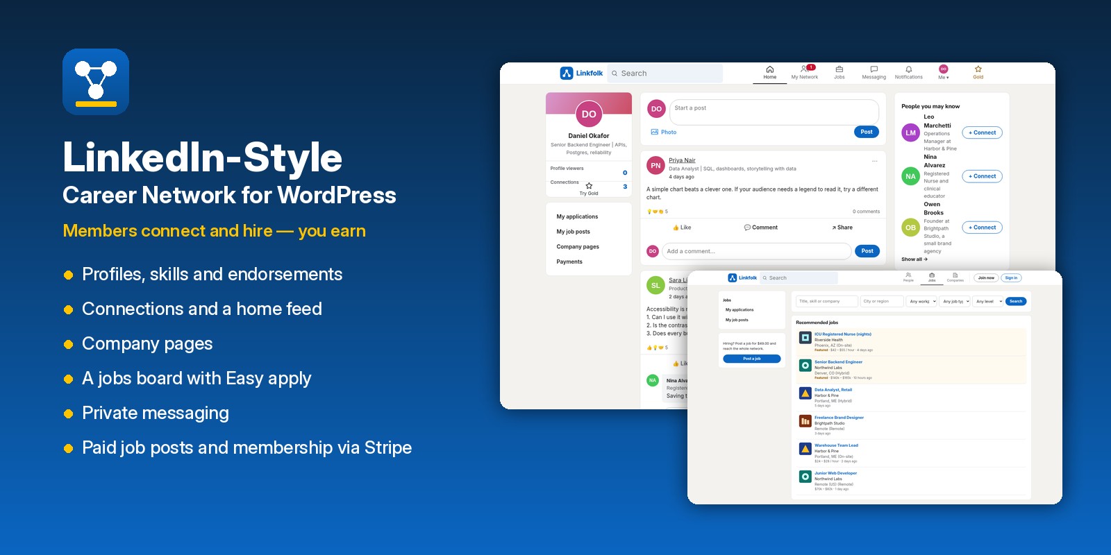 LinkedIn-style career network for WordPress