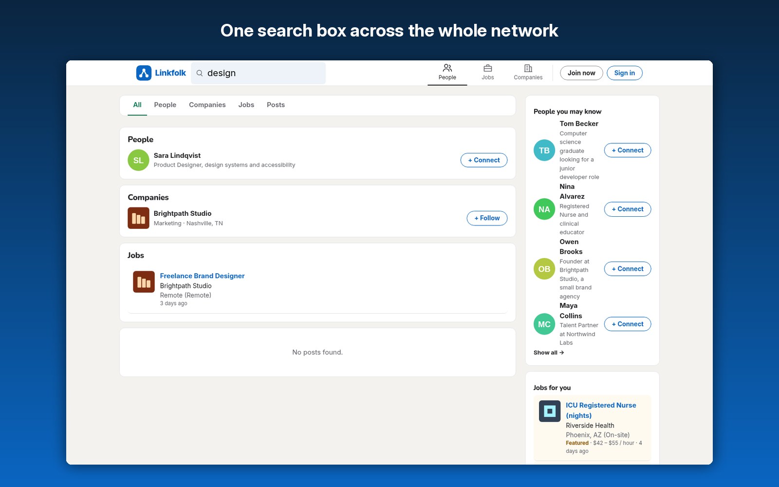 One search box across the whole network