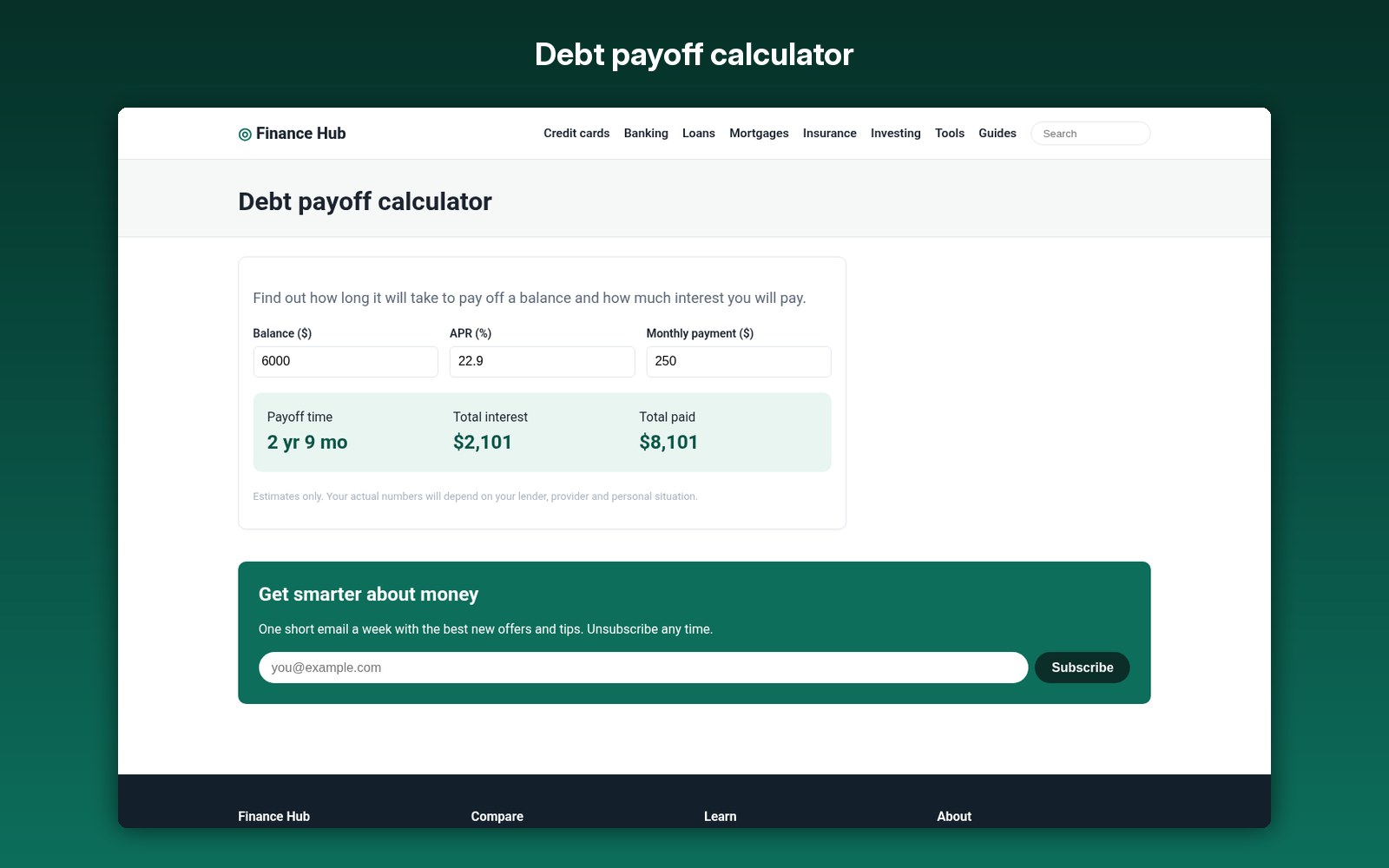 Debt payoff calculator