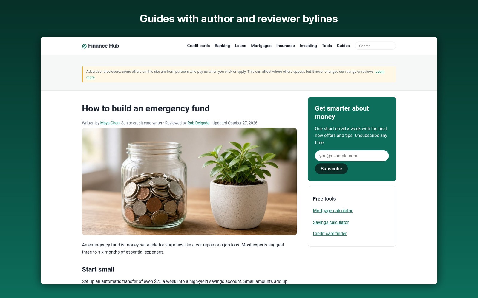 Guides with author and reviewer bylines