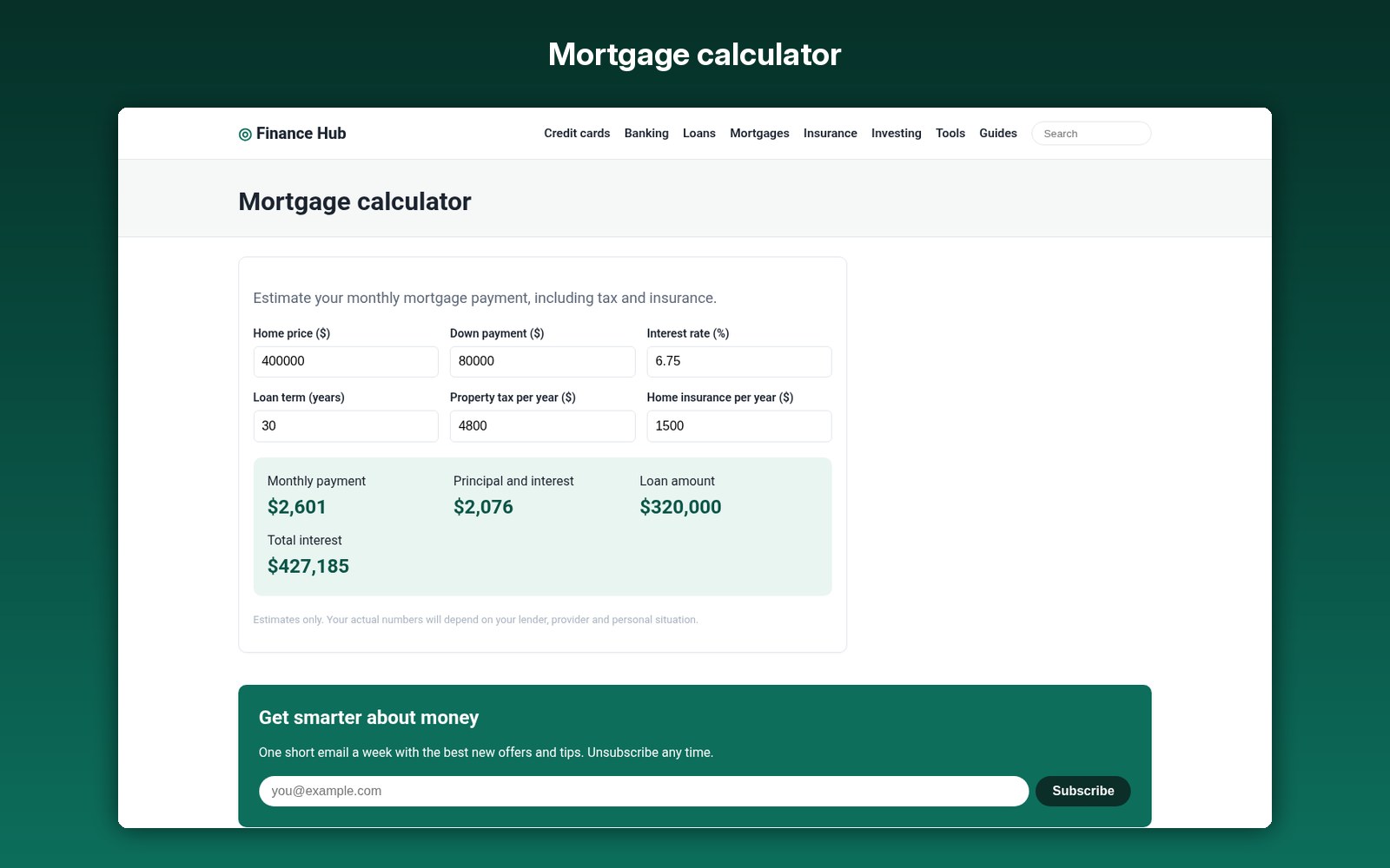 Mortgage calculator