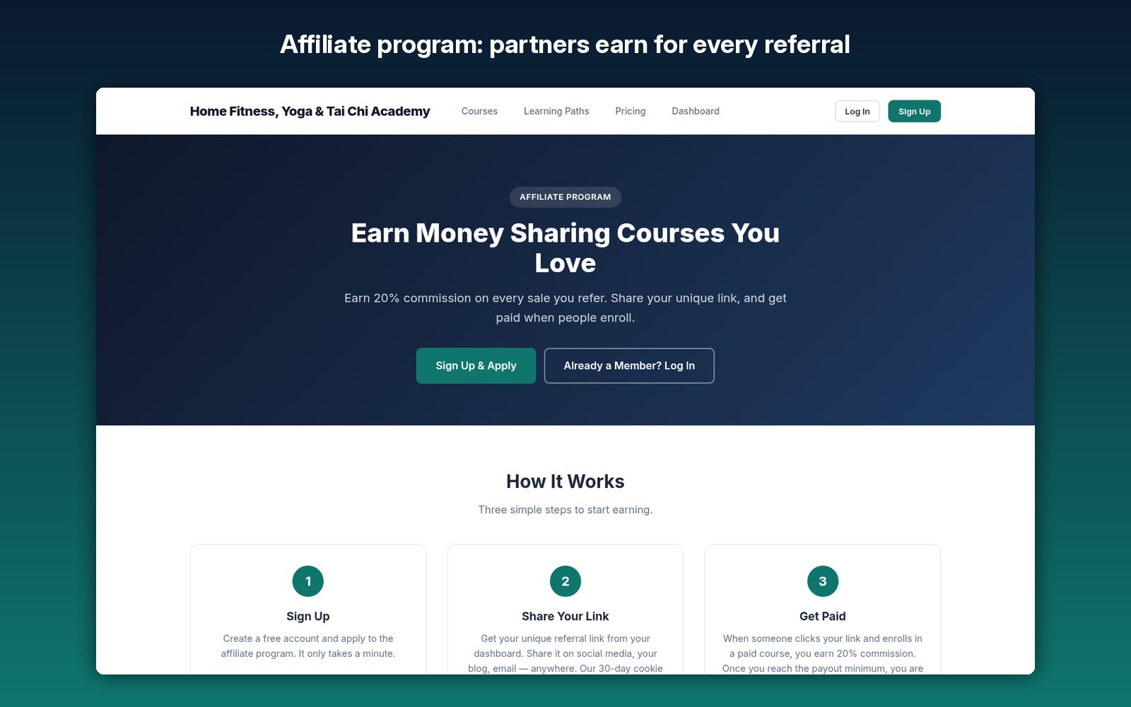 Affiliate program: partners earn for every referral