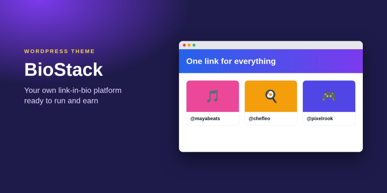 BioStack – WordPress Link-in-Bio Platform