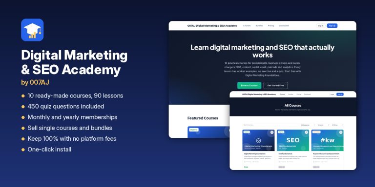 007AJ Digital Marketing & SEO Academy – Online Course Theme