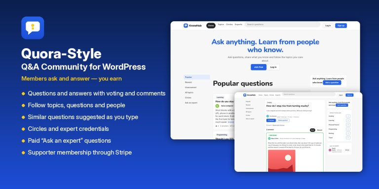 Fully Automated Q&A Community WordPress Website. Run Your Own Quora-Style Expert Answers Business