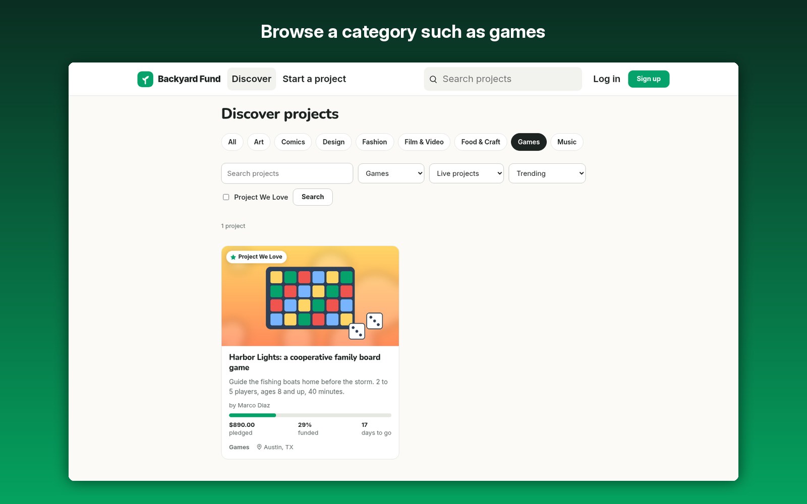 Browse a category such as games