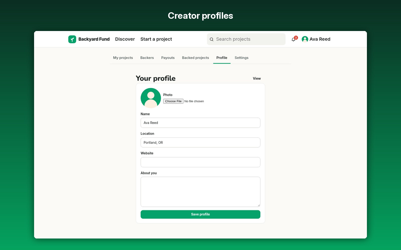 Creator profiles