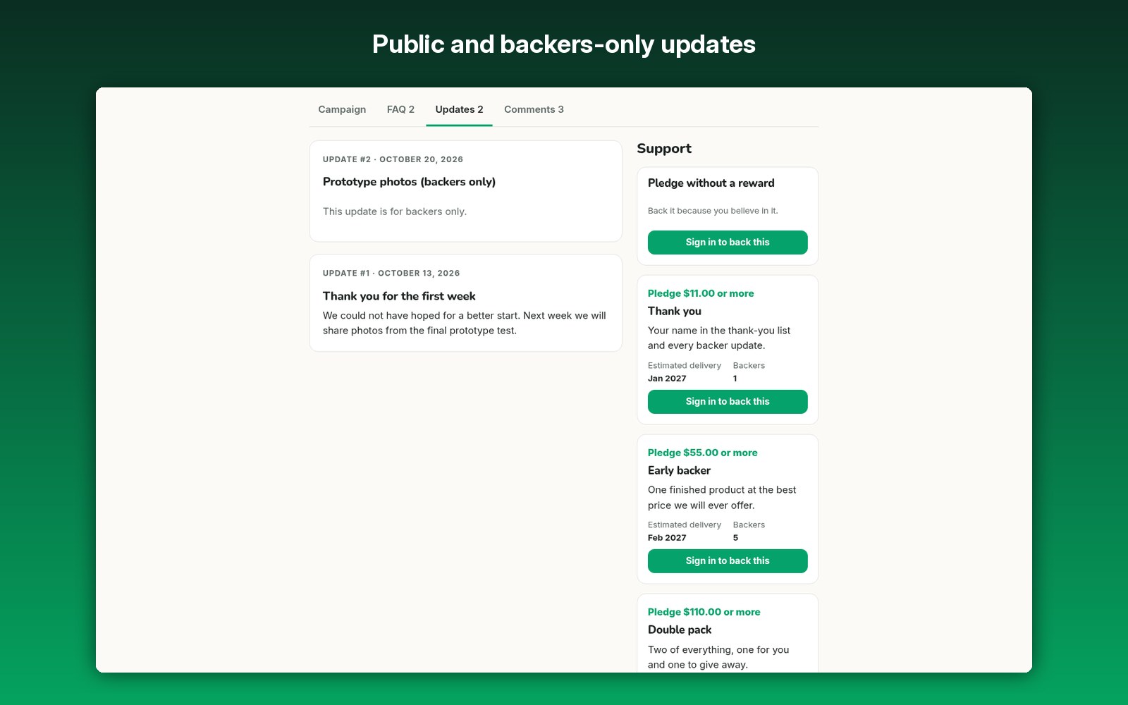 Public and backers-only updates