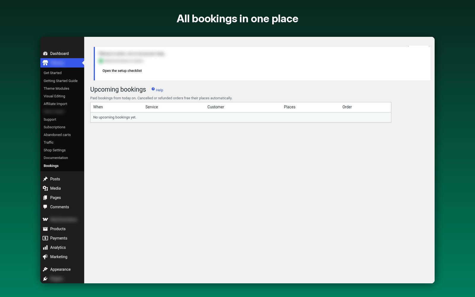 All bookings in one place