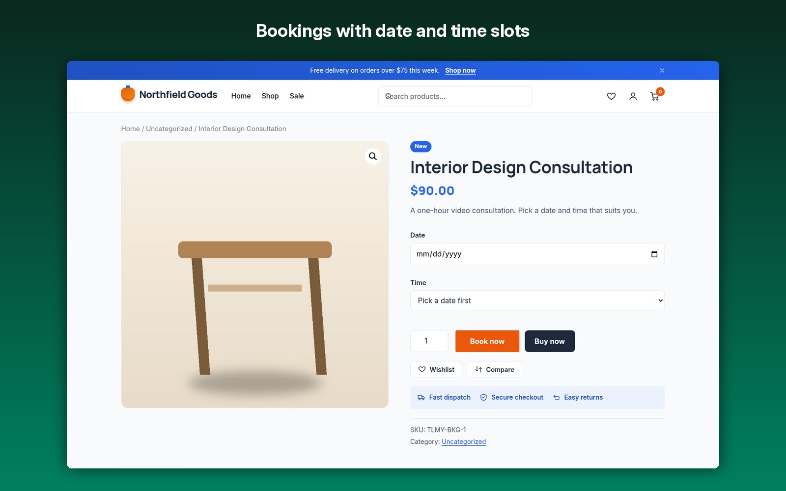 Bookings with date and time slots