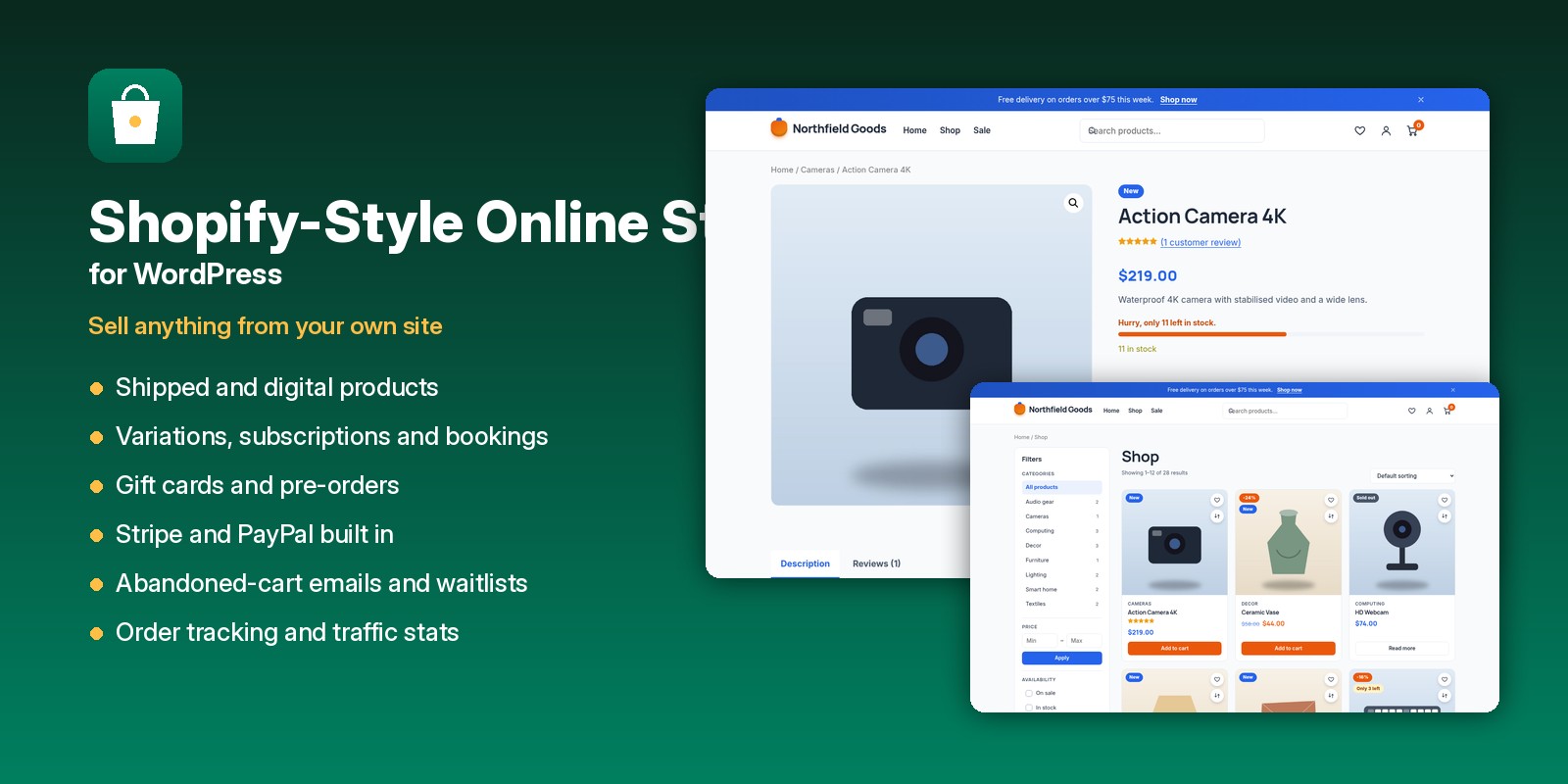 Shopify-style online store for WordPress