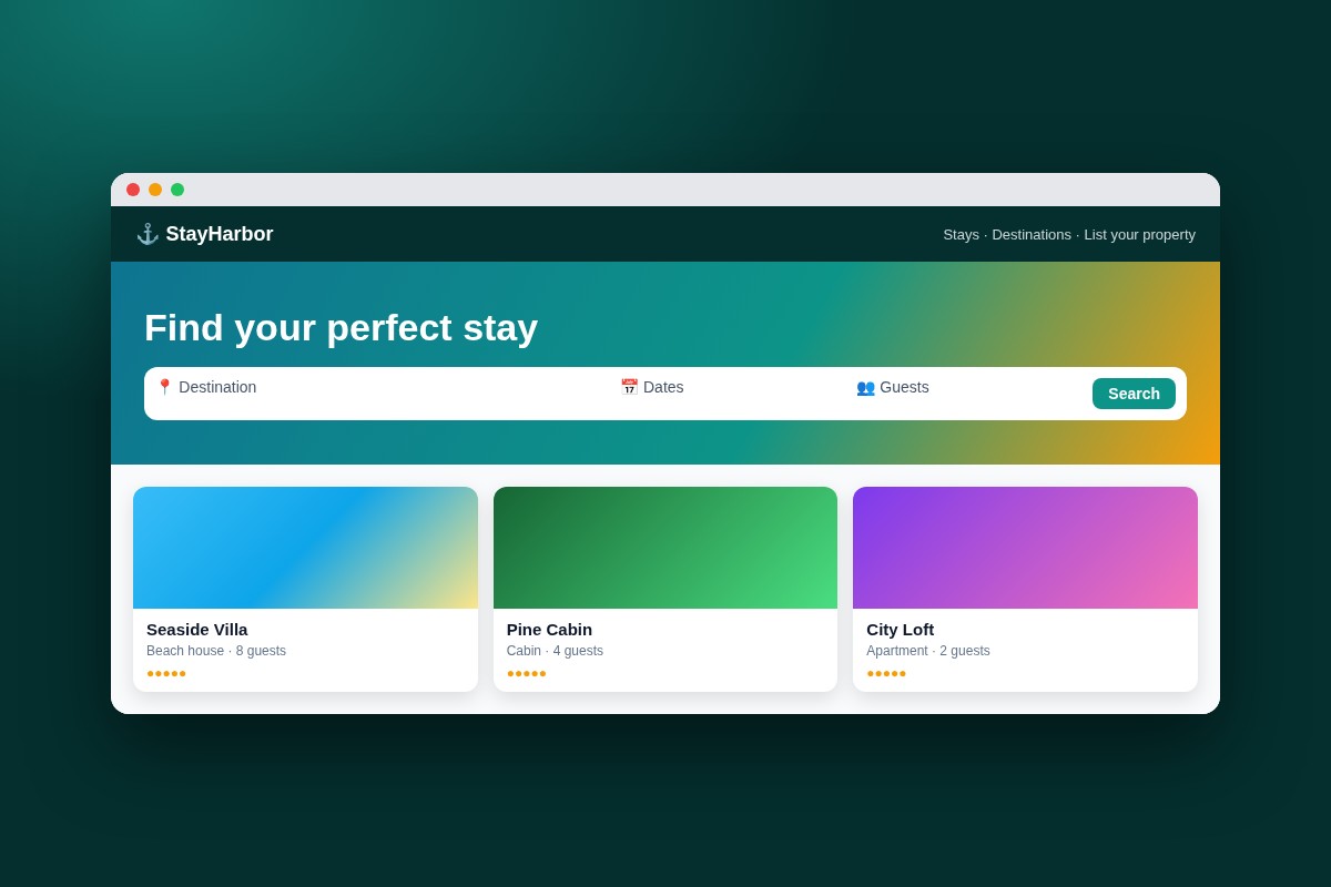 StayHarbor Rentals booking site
